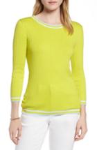 Women's 1901 Tipped Cotton Blend Ribbed Sweater - Green