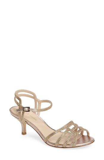 Women's Pelle Moda Alia Embellished Strappy Sandal M - Metallic