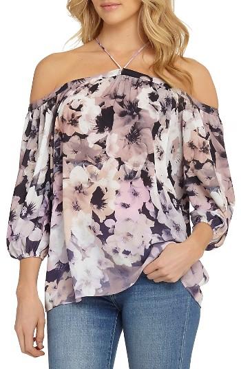 Women's 1.state Off The Shoulder Sheer Chiffon Blouse