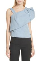 Women's Carven One-shoulder Cotton & Linen Blend Top Us / 34 Fr - Blue