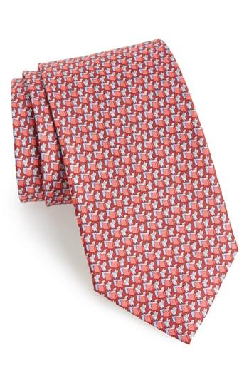 Men's Salvatore Ferragamo Fox Print Silk Tie, Size - Red