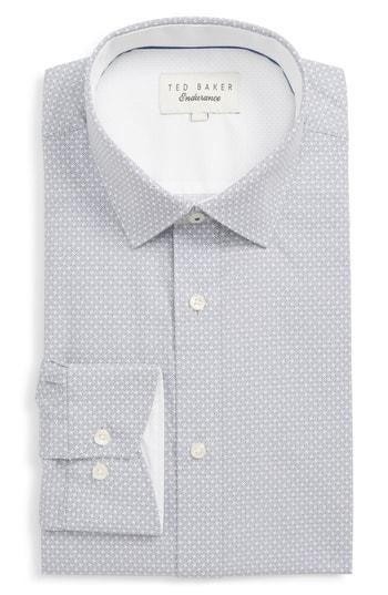 Men's Ted Baker London Olymppa Trim Fit Print Dress Shirt .5 - 32/33 - Grey