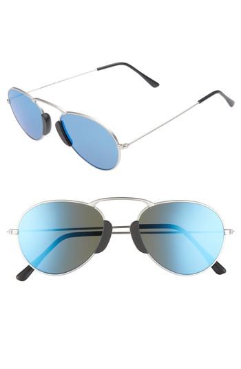 Men's L.g.r. Agadir 54mm Polarized Sunglasses - Silver Matte/ Blue Mirror