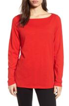 Petite Women's Eileen Fisher Bateau Neck Top, Size P - Red