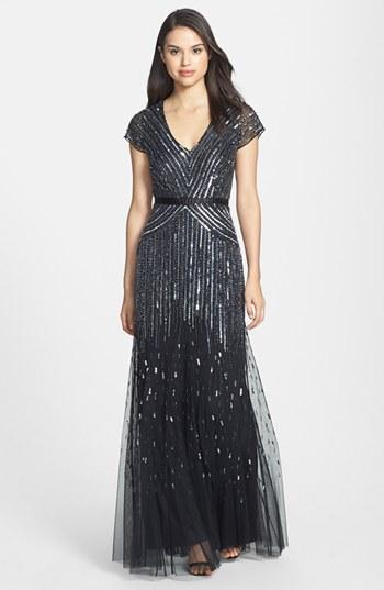 Women's Adrianna Papell Embellished Mesh Gown