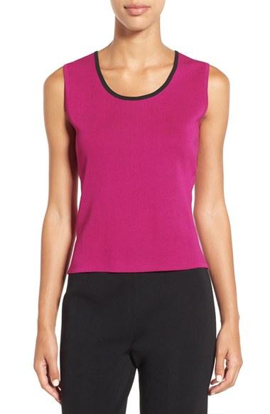 Women's Ming Wang Tipped Scoop Neck Knit Tank