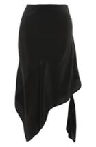 Women's Topshop Boutique Silk Knot Side Skirt Us (fits Like 0) - Black