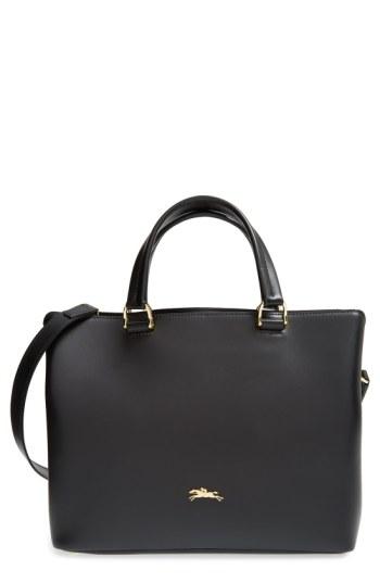 Longchamp 'medium Honore 404' Leather Tote - Black