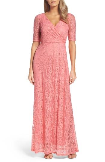 Women's Ellen Tracy Lace Faux Wrap Gown