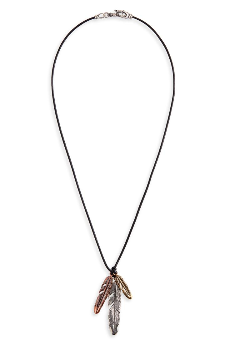 Men's John Varvatos Star Usa Mixed Feather Pendant Necklace