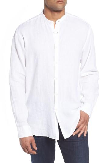 Men's Bugatchi Classic Fit Band Collar Sport Shirt - White