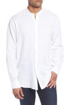 Men's Bugatchi Classic Fit Band Collar Sport Shirt - White