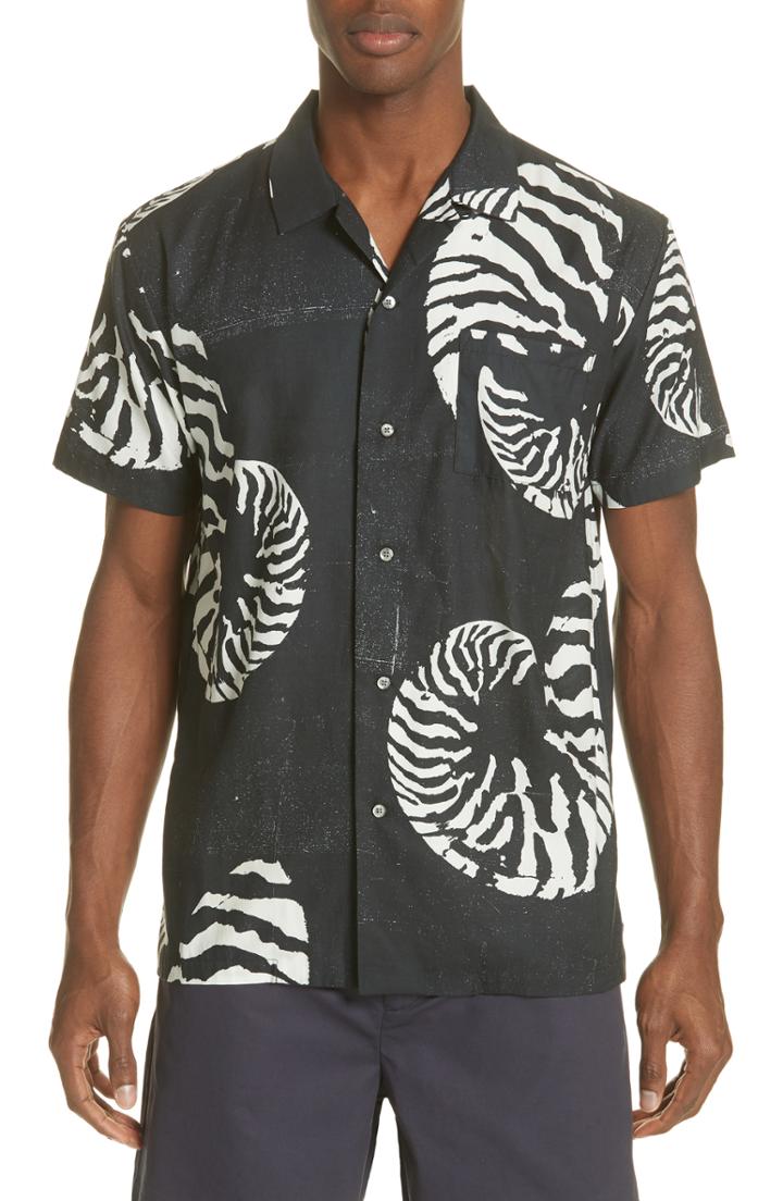 Men's Double Rainbouu Beach House Print Camp Shirt