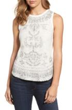 Women's Lucky Brand Embroidered Woven & Knit Tank - White
