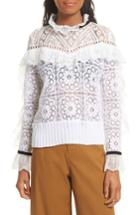Women's Sea Ruffle Lace Sweatshirt - White