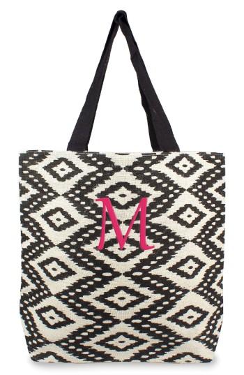 Cathy's Concepts Personalized Ikat Jute Tote - Black