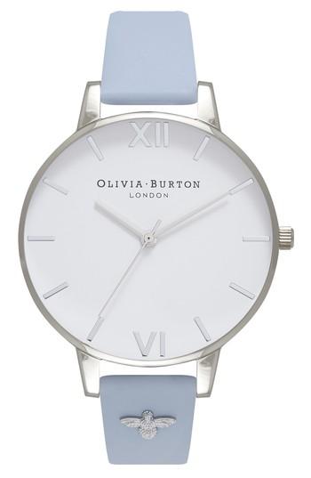 Women's Olivia Burton 3d Bee Leather Strap Watch, 38mm
