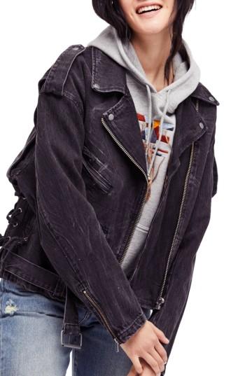 Women's Free People Oversize Denim Moto Jacket