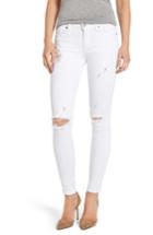 Women's Hudson Nico Ripped Ankle Super Skinny Jeans - White