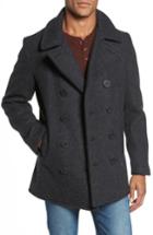 Men's Schott Nyc Slim Fit Melton Wool Blend Peacoat - Grey