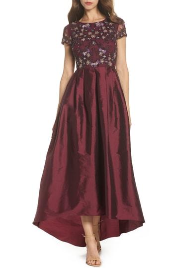 Women's Adrianna Papell Beaded Bodice High/low Ballgown - Red