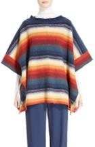 Women's Chloe Stripe Felted Wool & Cashmere Poncho /small - Red