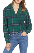 Women's Tommy Jeans Crop Check Shirt - Green