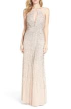 Women's Adrianna Papell Beaded Mesh Fit & Flare Gown - Beige