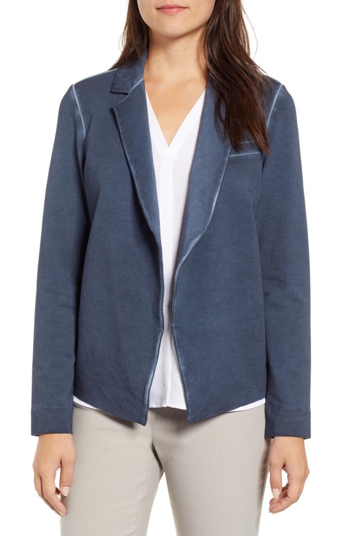 Petite Women's Nic+zoe Stretch Cotton Blazer P - Blue/green