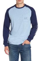 Men's Vineyard Vines Heathered Raglan Whale Logo T-shirt - Blue