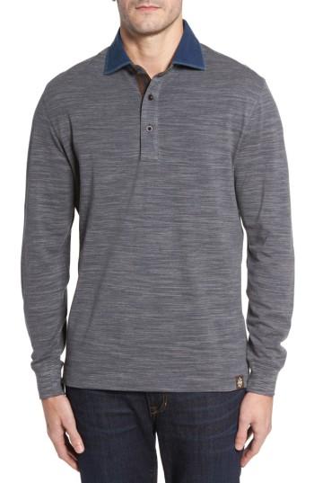 Men's Thaddeus Patton Space Dyed Long Sleeve Polo - Black
