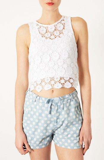 Topshop Crochet Crop Top White