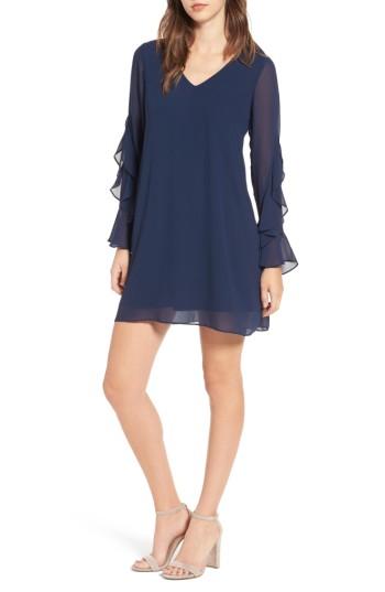 Women's Soprano Ruffle Sleeve Shift Dress - Blue