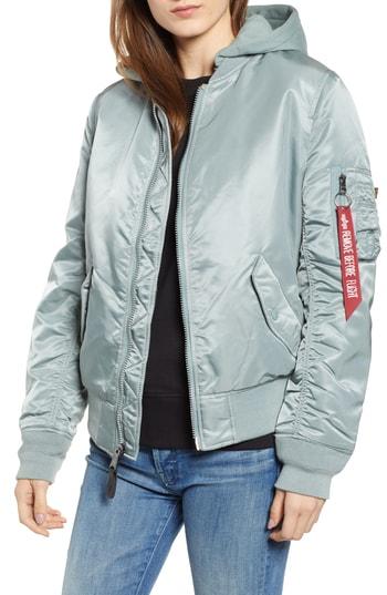 Women's Alpha Industries Ma-1 Natus Hooded Bomber Jacket - Blue