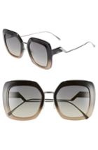Women's Fendi 53mm Square Gradient Sunglasses - Black/ Crystal