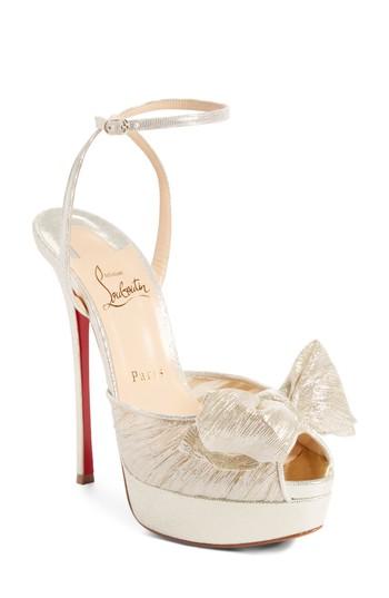 Women's Christian Louboutin Artydiva Platform Ankle Strap Sandal .5us / 35.5eu - Metallic