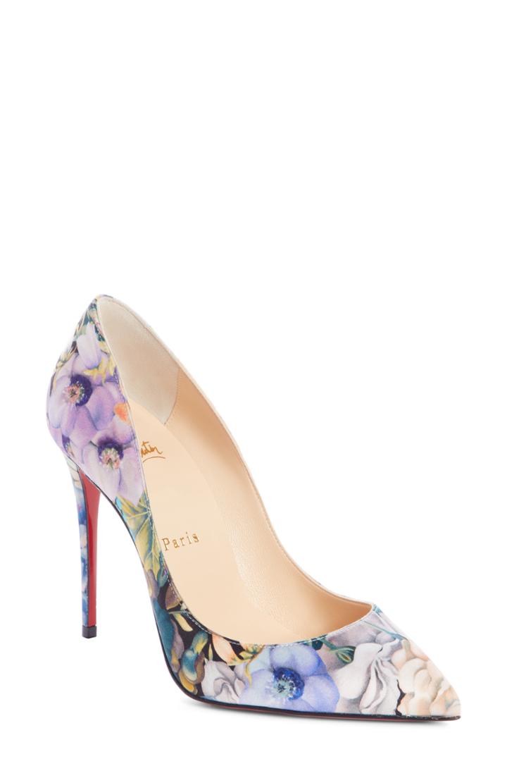 Women's Christian Louboutin Pigalle Follies Floral Silk Pump .5us / 35.5eu - Pink