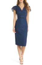 Women's Gal Meets Glam Collection Rosebud Lace Sheath Dress - Blue
