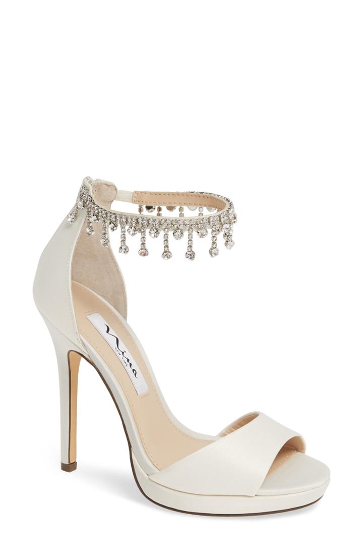 Women's Nina Feya Embellished Ankle Strap Sandal .5 M - Ivory