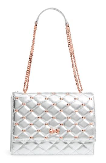Ted Baker London Bow Quilted Leather Shoulder Bag - Grey