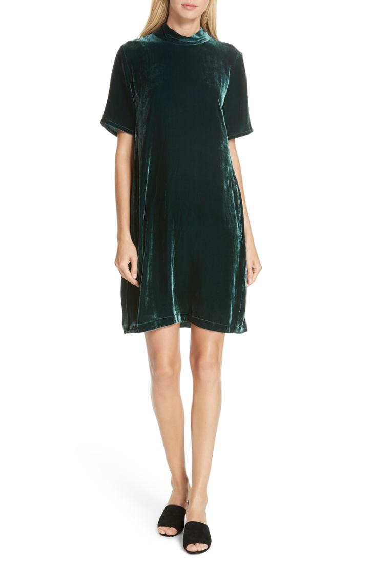 Women's Eileen Fisher Tie Back Velvet Shift Dress