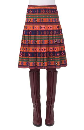 Women's Akris Punto Print Wool Bell Skirt - Orange