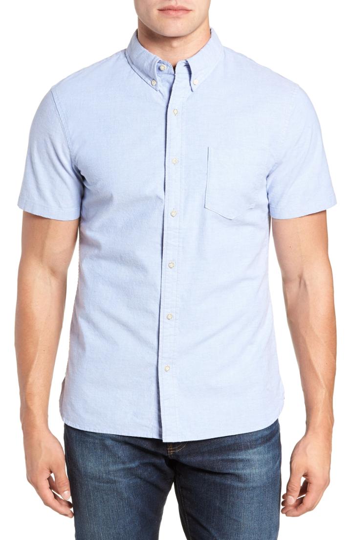 Men's Reyn Spooner Regular Fit Solid Stretch Oxford Sport Shirt - Blue