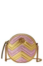 Gucci Marmont 2.0 Mini Leather Circle Crossbody Bag - Metallic