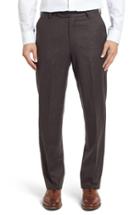Men's Berle Flat Front Solid Wool Trousers X Unhemmed - Brown