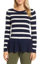 Women's Nordstrom Signature Ruffle Stripe Cashmere Sweater - Blue