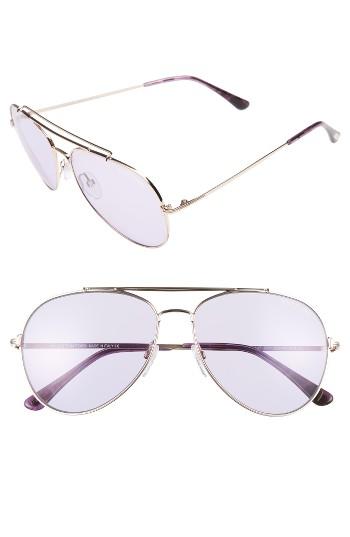 Women's Tom Ford Indiana 60mm Aviator Sunglasses - Striped Purple/ Rose Gold