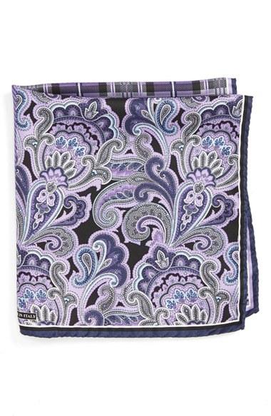 Men's Nordstrom Men's Shop 'three Panel' Silk Pocket Square, Size - Purple