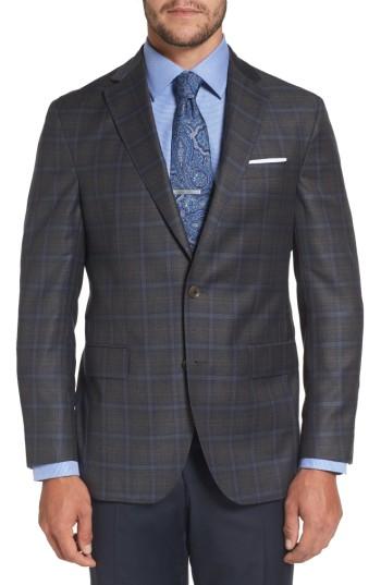 Men's David Donahue Arnold Classic Fit Plaid Wool Sport Coat R - Grey