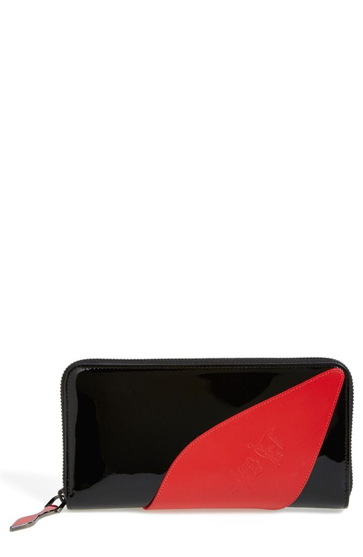 Women's Christian Louboutin 'suolita' Red Sole Patent Leather Wallet - Black